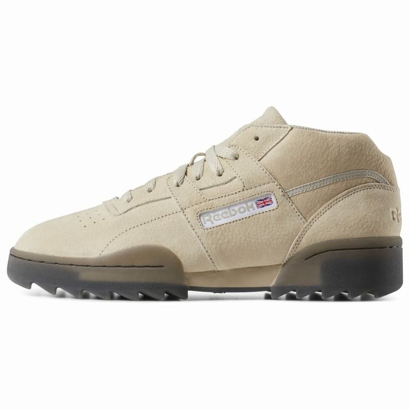 Tenisi Reebok Workout Clean Mid Ripple Barbati Bej/Negrii Romania XS1869LJ